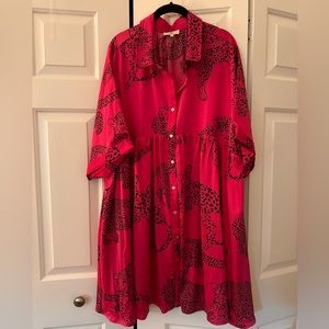 Hot Pink Tiger Print Midi Dress 1X. Never worn!